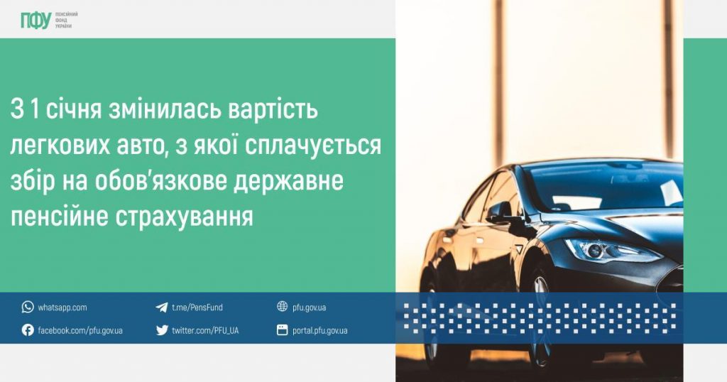 З 1 січня змінилась вартість легкових авто, з якої сплачується збір на обов’язкове державне пенсійне страхування FB post Tema Pensiyi 1024x538