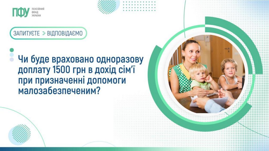 Чи буде враховано одноразову доплату 1500 грн в дохід сім’ї при призначенні допомоги малозабезпеченим? FB Pensiyi 15 1024x576
