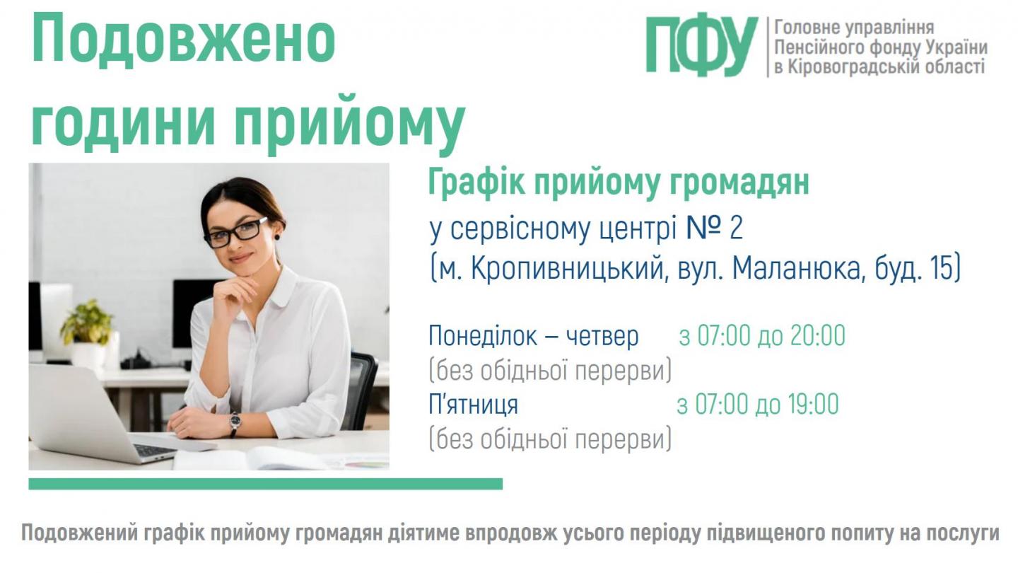 grafik 29.01.2026 - Увага! Подовжено години прийому громадян у сервісному центрі № 2 (м. Кропивницький)