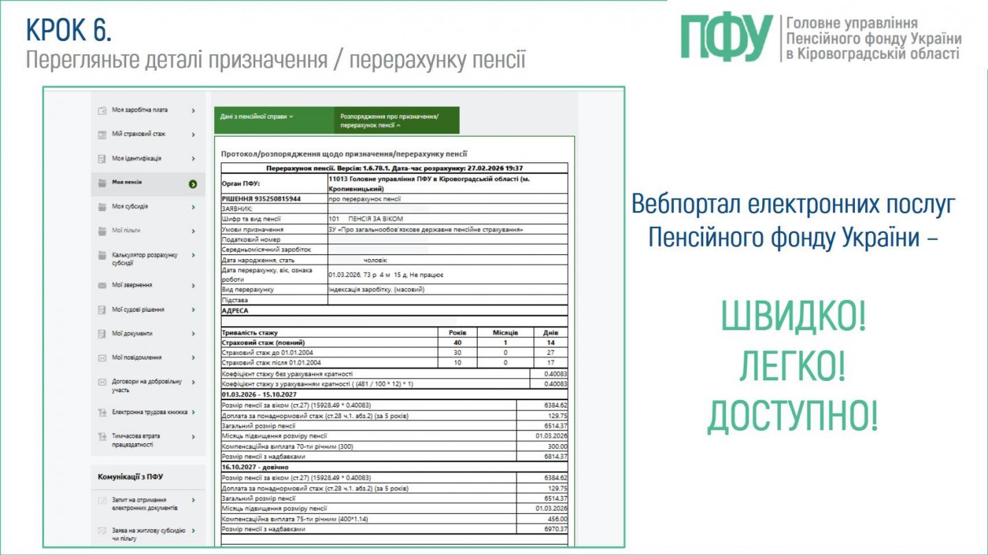 7 1 - Як через вебпортал ПФУ дізнатися розмір пенсії після перерахунку?