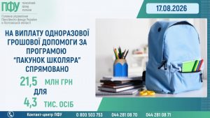 Infografika serpen 2026 300x169 - Про стан фінансування одноразової грошової допомоги за програмою  &ldquo;Пакунок школяра&rdquo; на 17.08.2026.