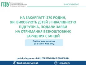 12 1 277x208 - На Закарпатті 270 родин, які виховують дітей з інвалідністю підгрупи А, подали заяви на отримання безкоштовних зарядних станцій