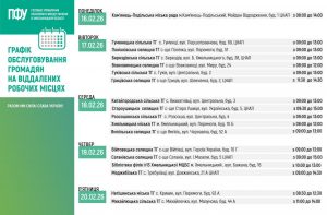 vyyizdy 16.02 20.02.2026 rik 300x197 - Графік прийому громадян на віддалених робочих місцях з 16.02.2026 по 20.02.2026 року
