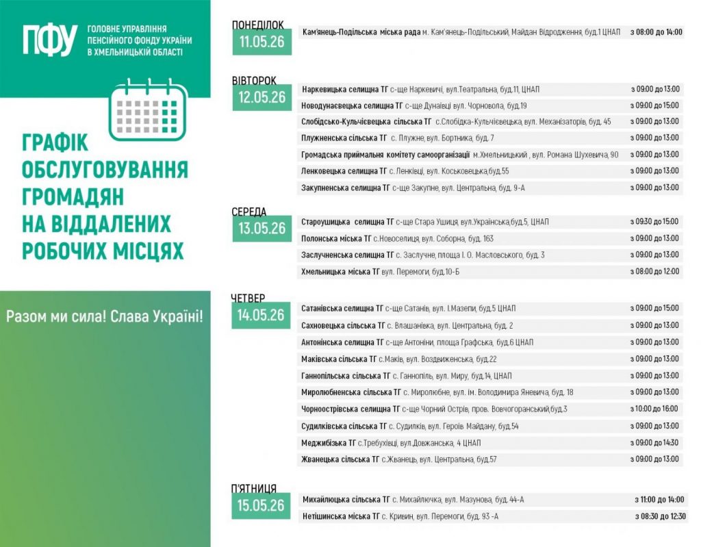 vyyizdy 11 15.05.2026 1024x799 - Графік обслуговування громадян на віддалених робочих місцях з 11.05.2026 по 15.05.2026 року